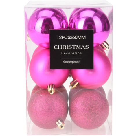 12tlg Weihnachtskugel Set Pink Ø6cm-CAN301180-6cm