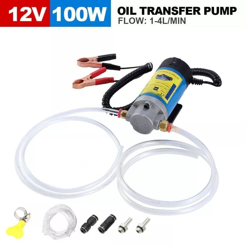 SNQ - 12V 100W Pompe à Huile Diesel Pompe Electrique Vidange Huile Moteur, Pompe de Transfert Pompe extracteur de vidange d'huile- Faible Bruit