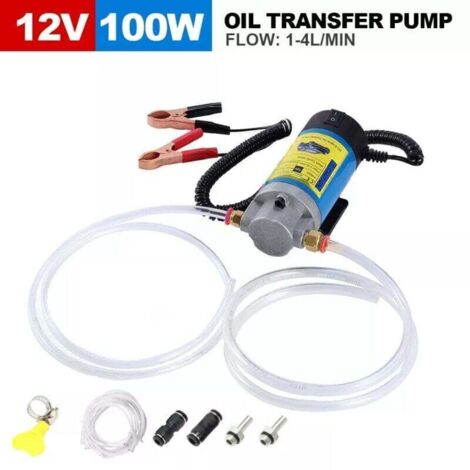 12V 100W Pompe à Huile Diesel  Pompe Electrique Vidange Huile Moteur, Pompe de Transfert Pompe extracteur de vidange d'huile- Faible Bruit équipée de 3 Tuyaux