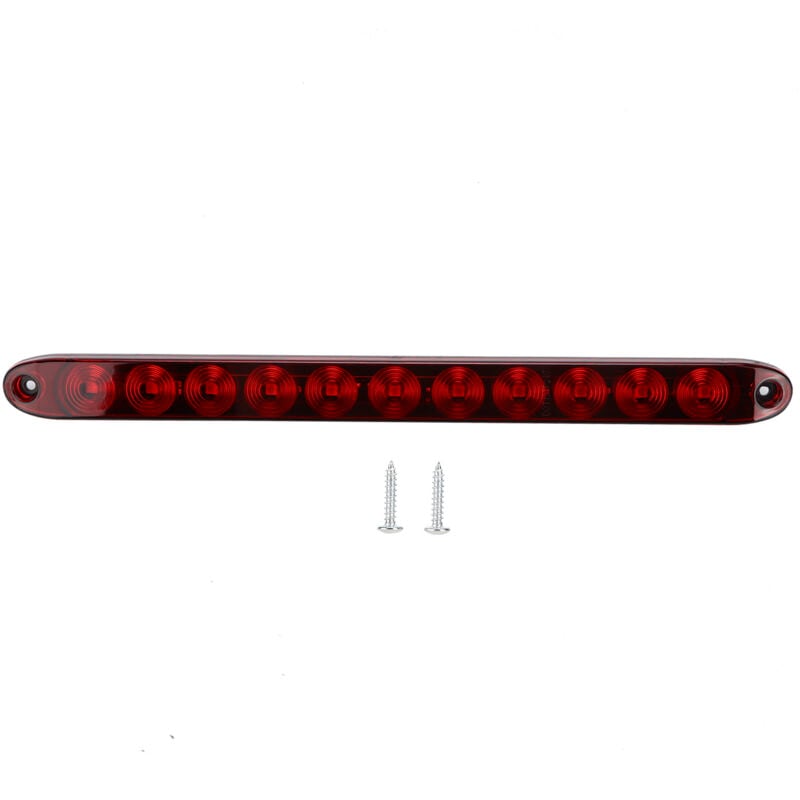 Image of 12V 11 LED Rücklicht, rote Polycarbonat-Linse in Streifenform für LKWs, Anhänger, Lastwagen.