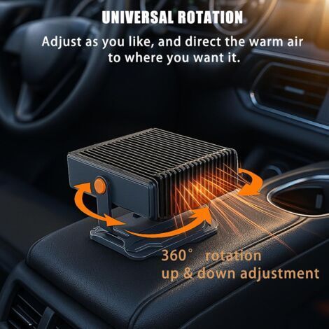 12V 150W Auto-Heiz- und Entfroster mit Ständer und Saugnapf, tragbarer Windschutzscheiben-Entfroster, 2-in-1-Heiz- und Kühlfunktion, Autolüfter mit Zigarettenanzünderstecker (Blau)