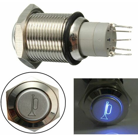 12V 16mm LED Switch Horn Switch Button Illuminated Water Repellent Metals