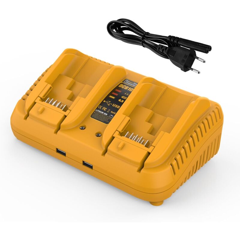 12V-18V Chargeur Double Port de Rechange pour Chargeur DCB102 Compatible avec Les Batteries 18V et 12V Max(Batterie Non Incluse)
