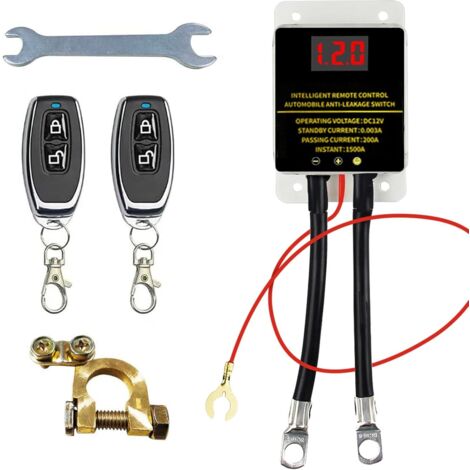 12V 200A Battery Disconnect Switch, Remote Control Battery Disconnect Switch with LED Voltage Indicator, Battery Disconnect Switch, Car Battery Switch, Wireless Switch Set with Remote Control for Car,