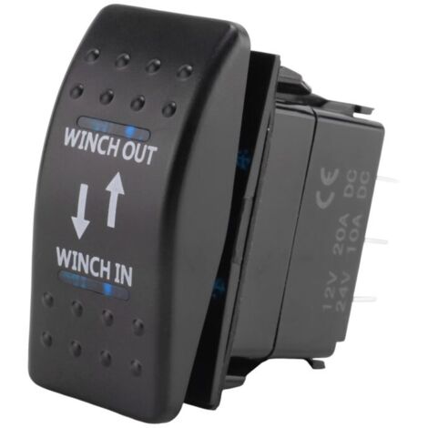 12V 20A Winch In Out ON-OFF-ON Interrupteur À Bascule 7 Broches DEL Bleu