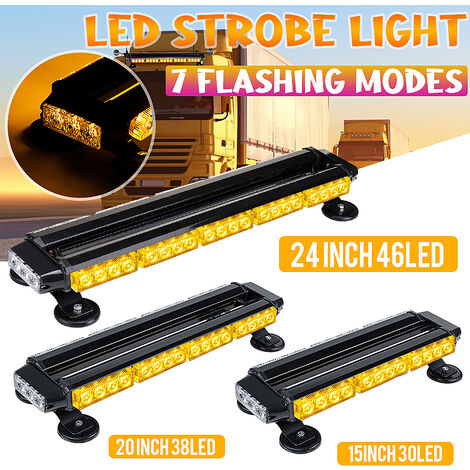 INSMA 12V 24 Zoll 346-LED Bernsteinfarbener doppelseitiger Verkehrsberater Stroboskop-Blitzlichtleiste Rückfahrlicht Wasserdicht magnetisch Universal