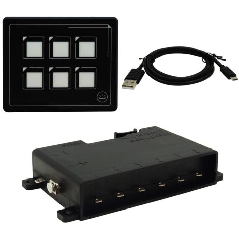 12v 24v 6 Broches Film Panneau de Commutation à écran Tactile LED intégré PPTC avec câble USB et boîtier de Commande à Membrane IP66 pour Caravane de Camion de Voiture RV Yacht Bateau