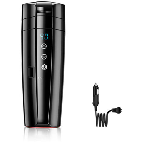 12V/24V Car Heated Mug, 400ml Stainless Steel Travel Heated Mug, Smart Temperature Control Electric Kettle for Coffee, Tea and Milk