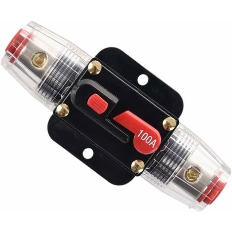 12V-24V DC 100 Amp Circuit Breaker, Fuse Holder, Inline Fuse Block For Car Audio Solar Inverter System Protection (100A)