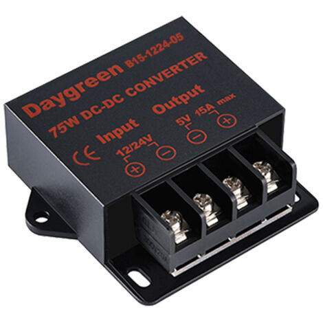 12V/24V DC-Abwärtswandler – 12V-Spannungsregler-Abwärtswandler-Leistungstransformator, 12V/24V auf 5V 15A