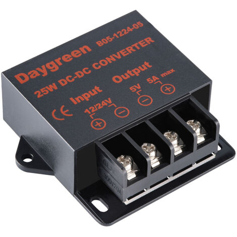 12V / 24V DC Down Convertidor - 12V Regulador de Voltaje Buck Convertidor Transformador de Potencia, 12V/24V to 5V 5A