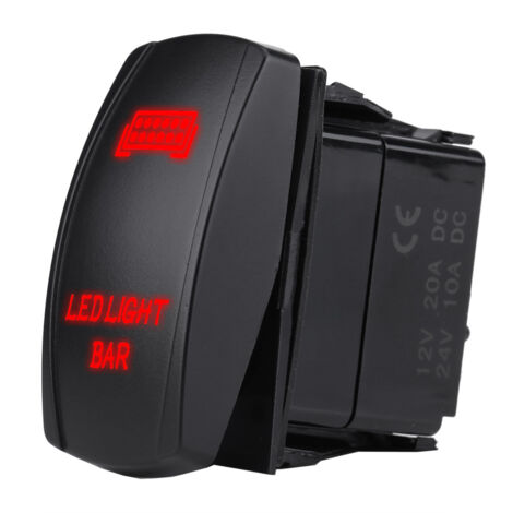 12V 24V étanche 5 broches barre lumineuse LED interrupteur à bascule SPST marche arrêt pour voiture bateau camion (rouge)
