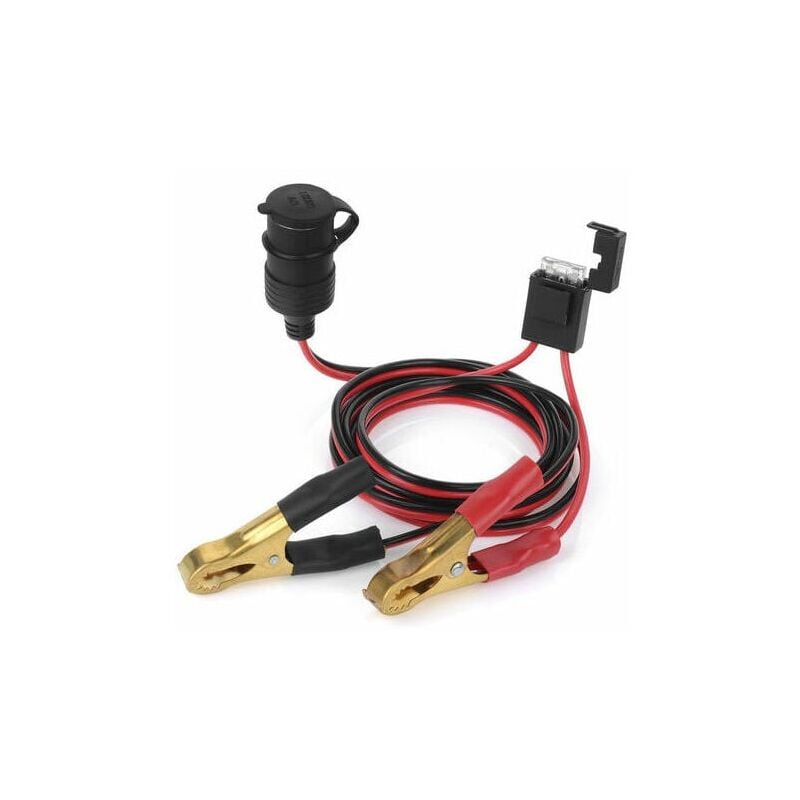 Aiperq - 12V 24V Female Car Cigarette Lighter Socket To Battery Crocodile Clips Connector 2Ft Car Battery Clamp Extension Charging Cable