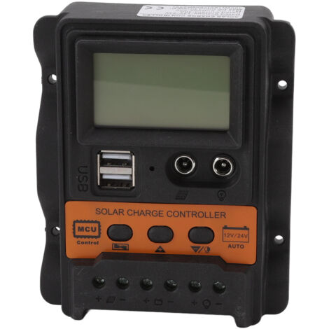 12V/24V PWM-Solarladeregler mit zwei USB-Anschlüssen und LCD-Bildschirm, 10A für Photovoltaikmodule