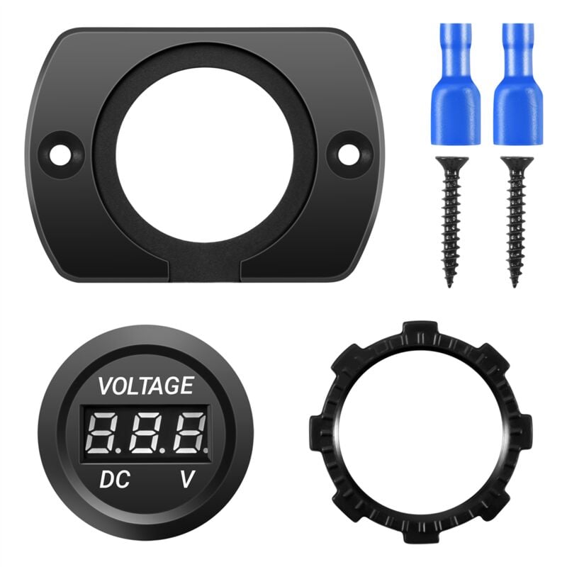 Image of Tlily - 12V-24V Wasserdichte Auto Motorrad led Digitalanzeige Voltmeter Spannungsmesser Schwarz