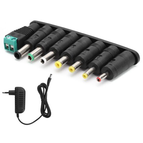 12V 2A Netzteil für LED-Streifen mit 8 DC-Anschlüssen und Universal-Ladegerät (100–240V, europäischer Stecker)