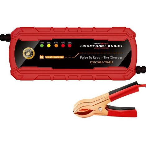 12V 2A RougeChargeurs de batterie 12V pour voitures et motos en gros, modèle à affichage numérique LED à impulsions intelligent, compatible avec les batteries au plomb-acide.