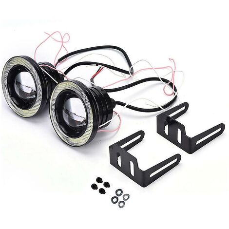 12V 3 Zoll Universal Cob Led Drl Fahrlicht Weiß + Gelb Angel Eyes Nebelscheinwerfer Scheinwerferlampen Rou