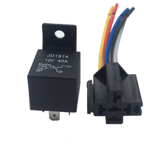 12V 40A AMP 5 SPDT camion de voiture Automobile Auto Automobile Relais avec 5 broches Socket 5 fils pour GPS Lamplight ventilateur Air conditionne, Ensoleillé