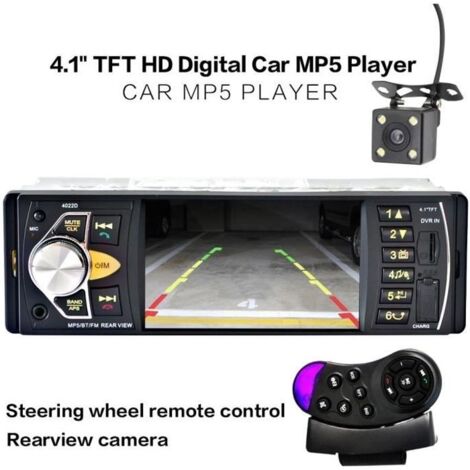 12V 4.1'' HD TFT Bluetooth Car Stereo Auto Radio Voiture MP4 MP5 Player Autoradio avec caméra de recul Télécommande FM / SD / AUX