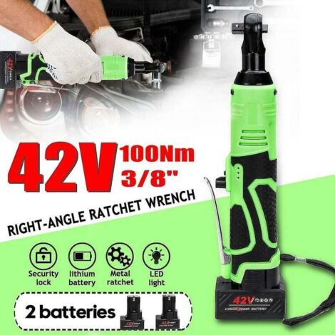 12V/42V 65/100n.m Akku-Rechtswinkel-Ratschen-Elektroschrauber-Kit mit 1/2-Akku 3/8"-Ksize