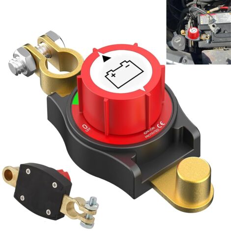 12V-48V Batterietrennschalter, Batterietrennschalter, Stromabschalter für Auto, LKW, Motorrad, Fahrzeug, Wohnmobil (Minuspol, Ein/Aus)