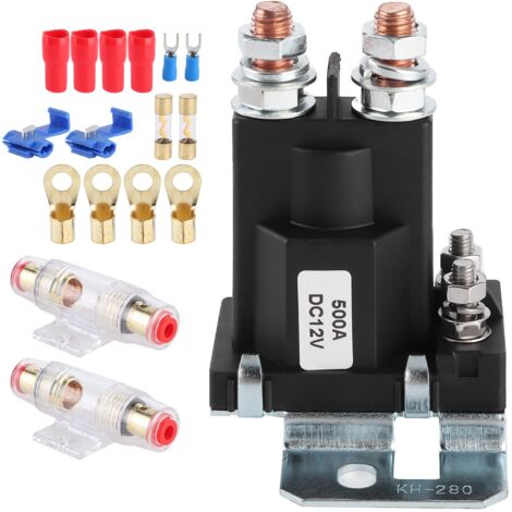 12V/500A DC-Relais mit Sicherungshalter und 100A-Sicherungen – Doppelbatterie-Lasttrennschalter für Auto, Wohnmobil und Boot