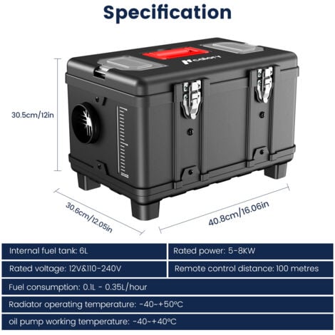 DRILLPRO 12V 5KW-8KW bluetooth Diesel Air Heater Caravan W/ DC Converter Toolbox