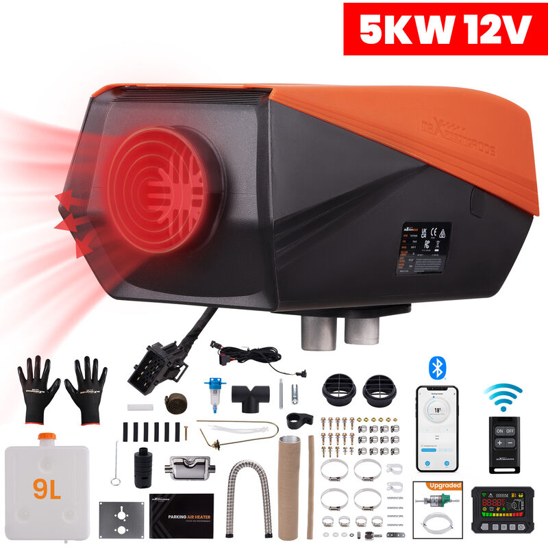 Maxpeedingrods - Chauffage Diesel Air Heater 2KW-5KW 12V avec Kit Voiture Camion App Bluetooth