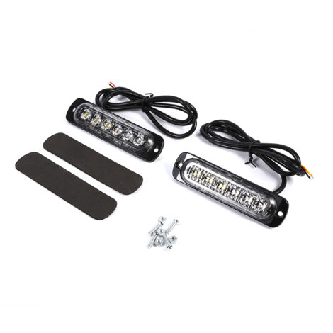 12V 6 LED-Blitzlichter für LKWs - Gelb/Weiß (2er-Pack)