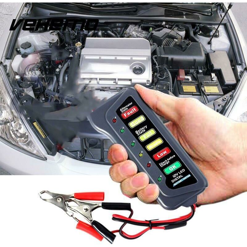 Image of 12V 6 led tester digitale per verifica controllo batteria alternatore auto moto