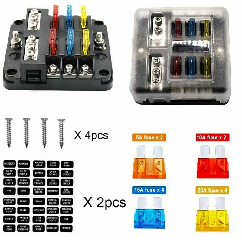 12V 6 Way Fuse Box 32V 100A Fuse Holder