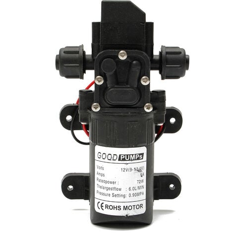 INSMA 12V 72W DC Bomba de Agua Bombeo de Diafragma de Alta Presión Tubo Recto en Ambos Lados 6L NF