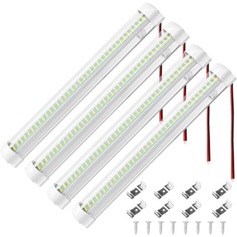 12V-80V 108 LED Strip SMD Car Ceiling Light for Motorhome Motorhome Bus Caravan Kitchen Bathroom White Interior Strip Lighting with On/Off Switch (4 PCS)