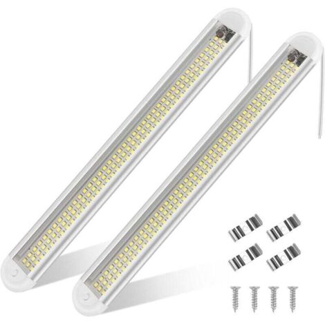 12V-85V LED-Innenbeleuchtung für Autos, 120 helle LEDs mit Schalter für Transporter und Boote (2er-Pack)