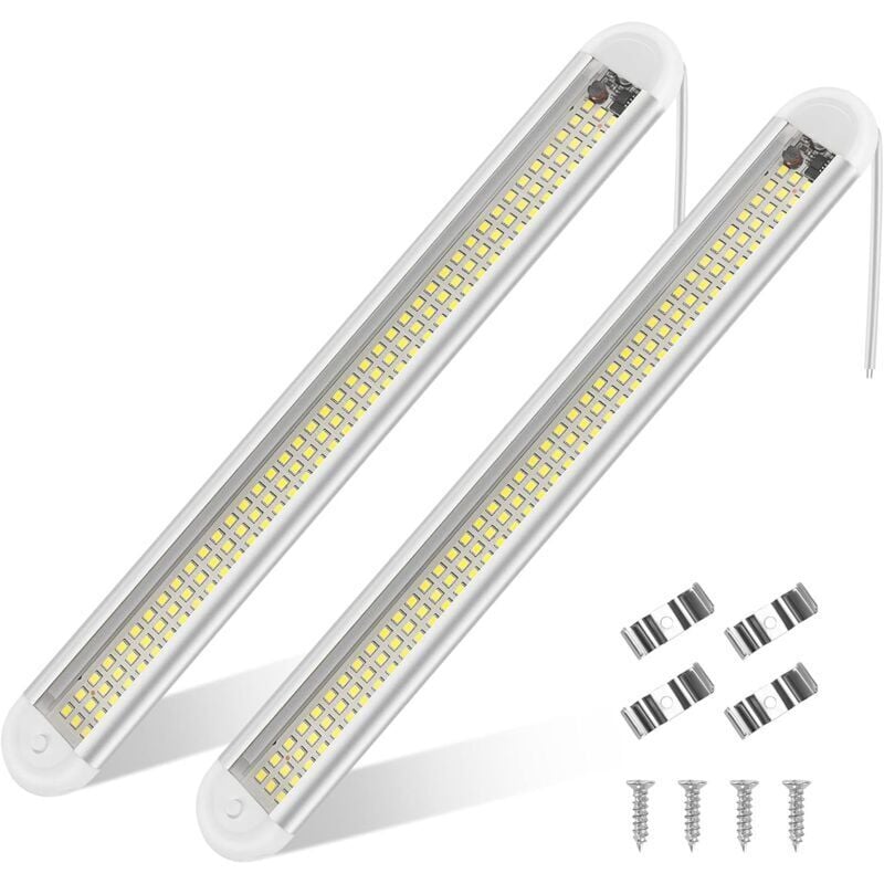 Image of 12V-85V LED-Innenbeleuchtung, helle Auto-Lichtlampe, 120 LEDs mit Schalter für Van, Boot (2 Stück)