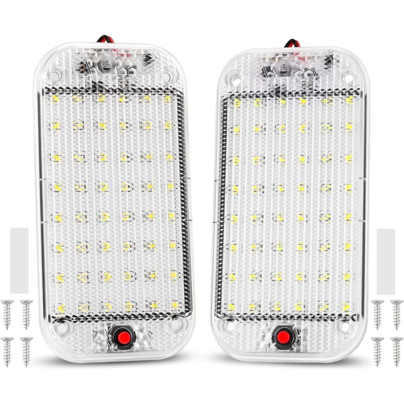 Csparkv - 12V-85V Lumières Intérieure à 48 led Lampe Eclairage Voiture Lumineuse avec Interrupteur Marche/Arrêt pour Van Camping Bateau 2 Pièces