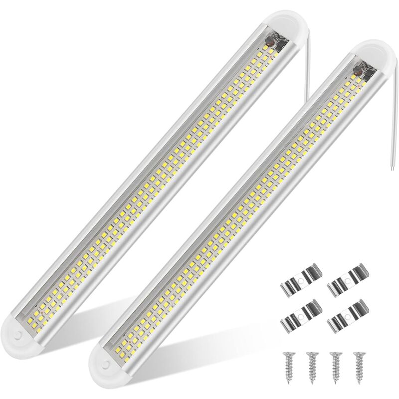 Memkey - 12V-85V Lumières Intérieure à led Lampe Eclairage Voiture Lumineuse 120 led avec Interrupteur pour Van Bateau (2 Pièces)