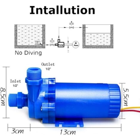 12V 85W Gleichstrom-Wasserpumpe, 14L/min, 8m Förderhöhe, Solarheizungssystem, Warmwasser, Springbrunnen, Zirkulationsaquarium, Wasserkühlungspumpe