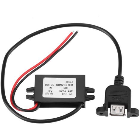12V auf 5V 3A Kfz-Stromwandler mit am Armaturenbrett montierbarem USB-Anschluss