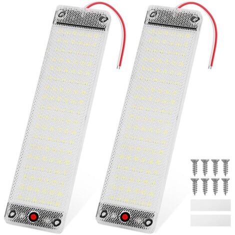 12V Barre de Lumières Intérieure à LED Lampe Eclairage Voiture Lumineuse avec Interrupteur pour 12V-85V Bateau Van Camping Camion 2 Pièces