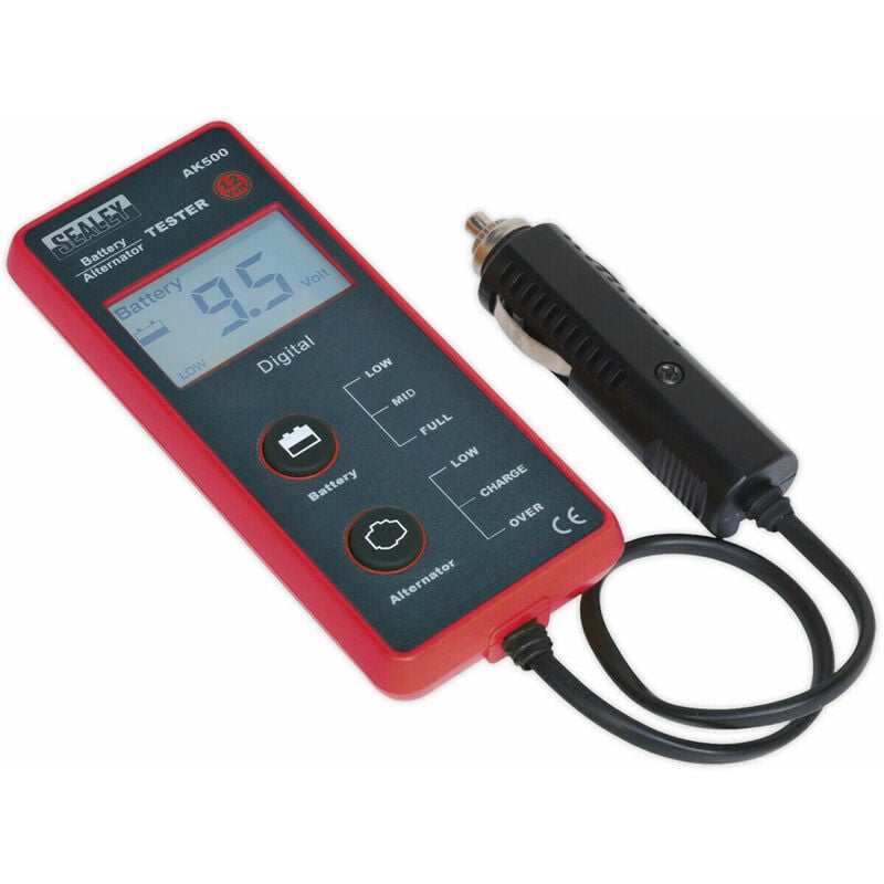 12V Battery & Alternator Tester - LED Display - Suits DC Systems - 250mm Cable