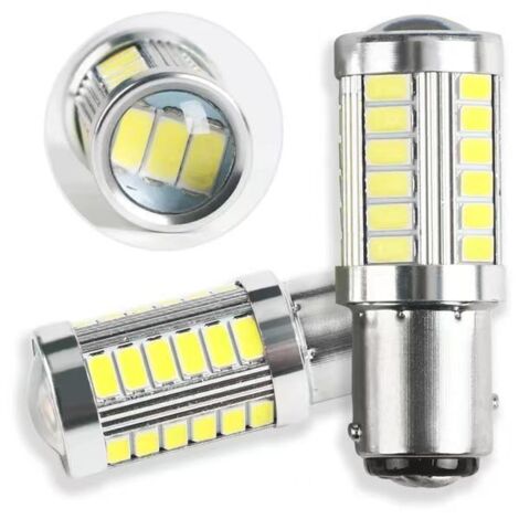 12V Blanc LED Veilleuse Ampoule de Voiture 1156 P21W Argent 33-LED, Deux articles