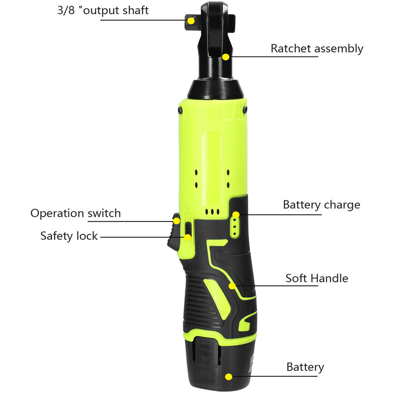 12V cricchetto al litio, 90 gradi ad angolo retto