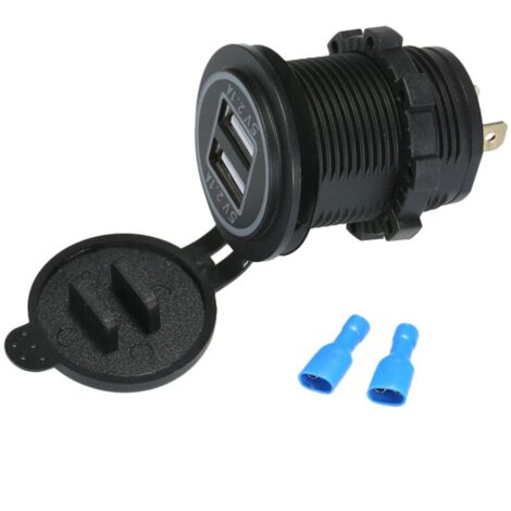 12V Double Prise De Chargeur Usb Prise De Courant Etanche 5V/4.2A Indicateur Led Pour Voiture Rv Bateau Moto Marine, Bleu