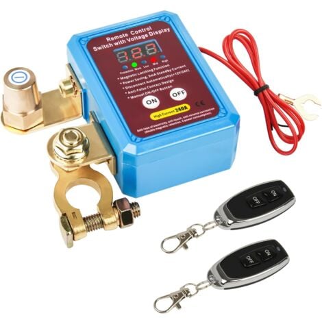 XIIW 12V Drahtloser Ferngesteuerter Auto Batterie Trennschalter mit Digitalanzeige, 12V 240A Remote Batterietrennschalter mit Fernbedienung Kill Switch, Funkschalter 12V Automatisch für Auto Traktor Motorr