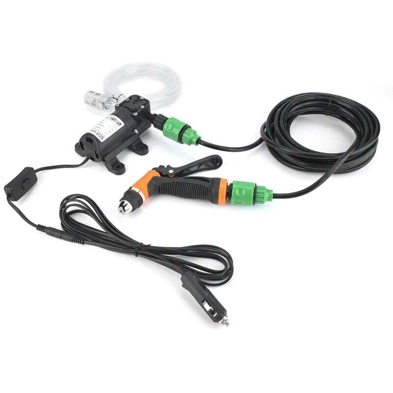 Image of 12V Elektrische Autowaschanlage Tragbare Autowaschpumpe Wasserpumpe Spritzpistole mit Schlauch