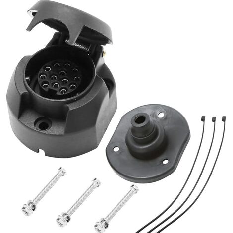 12V fiche Prise remorque 13 Broches, Prise Attelage 13 Broches Femelle Étanche Connecteur, Montage Boulon Écrou Support de Prise CaoutchoucÉtanche Joint pour RV Caravane Camion Van