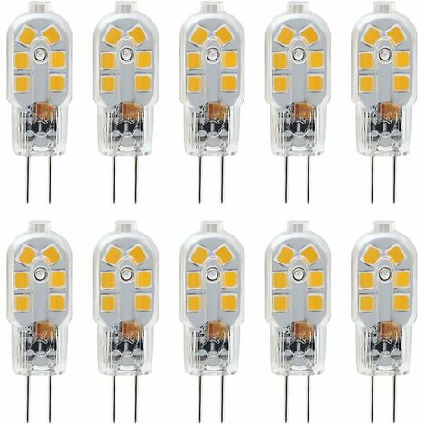 12V G4 LED Bulb, 1W Equivalent to 10W Halogen Lamp, 200LM Flicker Free, 3000K Warm White, 360～ Beam Angle, Non-Dimmable, Pack of 10