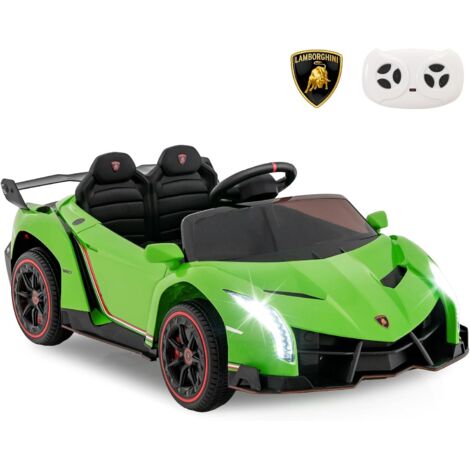 12V Lamborghini Voiture Electrique Enfants avec Télécommande 2,4G, Véhicule Electrique avec Lumières LED & Musique, Charge 30kg pour 3-8 Ans, Vert
